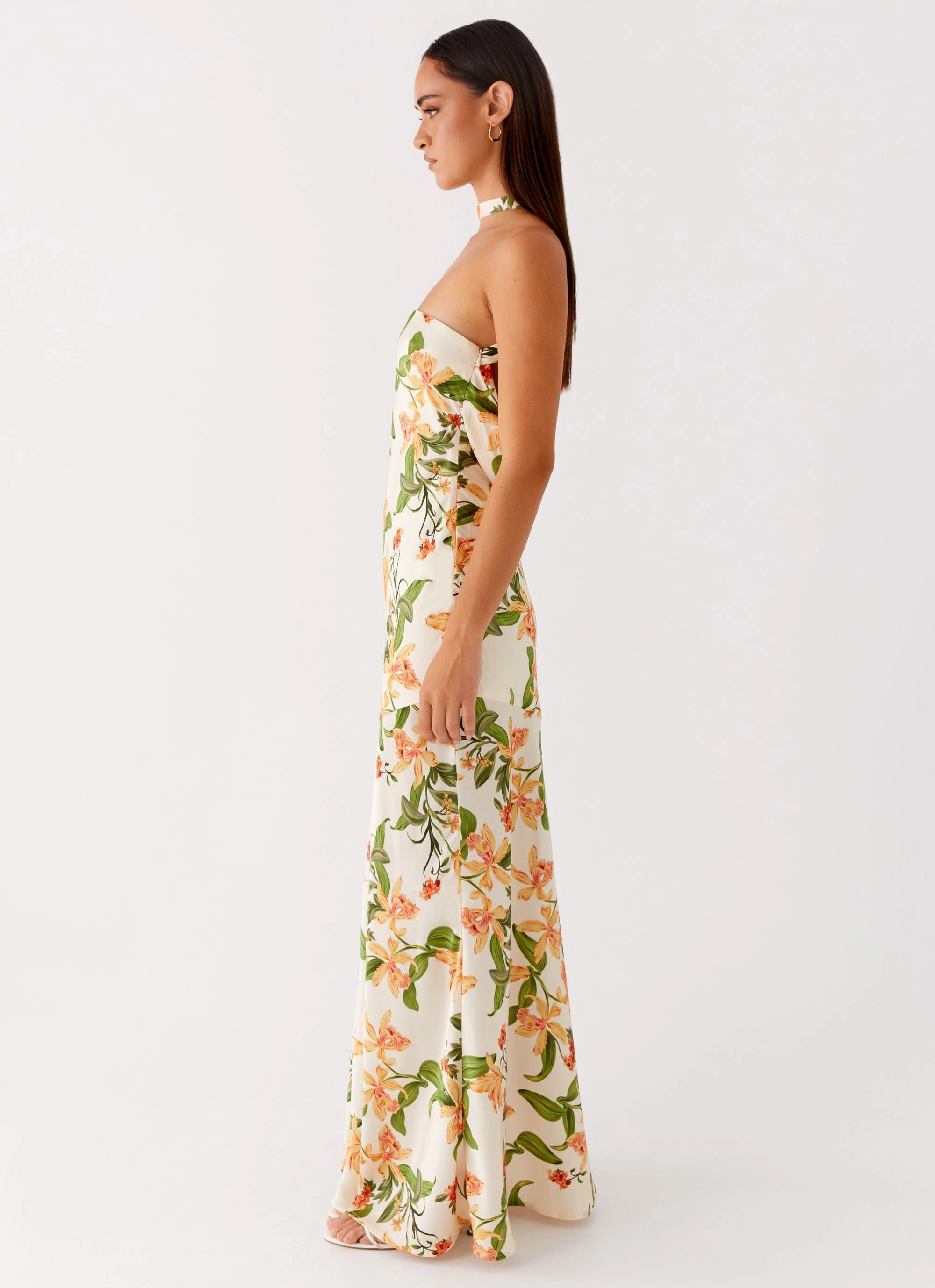 Damali Satin Maxi Dress - Floral Print