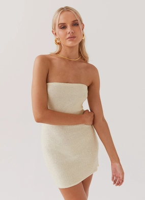 Dance The Night Tube Knit Mini Dress - Pearl Shimmer Dance The Night Tube Knit Mini Dress - Pearl Shimmer