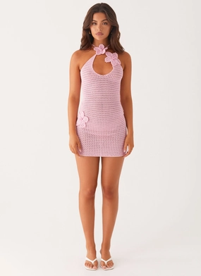 Dante Crochet Mini Dress - Pink Dante Crochet Mini Dress - Pink