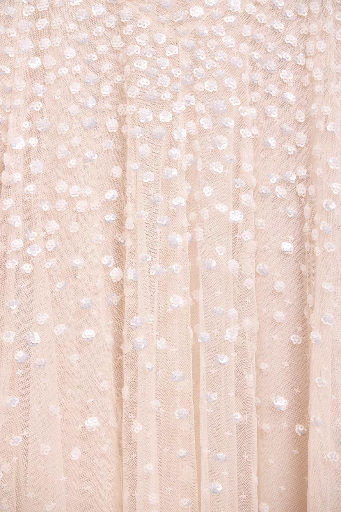 Dappled Sequin Cape Ankle Gown