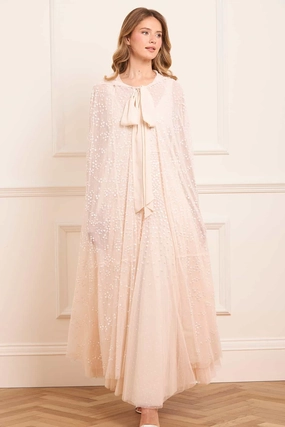 Dappled Sequin Hooded Long Cape Dappled Sequin Hooded Long Cape