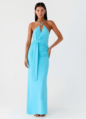 Dare Me Halter Maxi Dress - Aqua Blue Dare Me Halter Maxi Dress - Aqua Blue