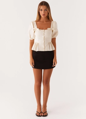 Dawson Puff Sleeve Top - White Dawson Puff Sleeve Top - White