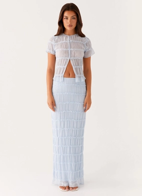 Daydreaming Low Rise Maxi Skirt - Blue Daydreaming Low Rise Maxi Skirt - Blue