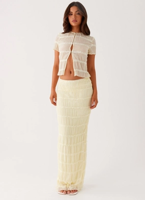 Daydreaming Low Rise Maxi Skirt - Yellow Daydreaming Low Rise Maxi Skirt - Yellow