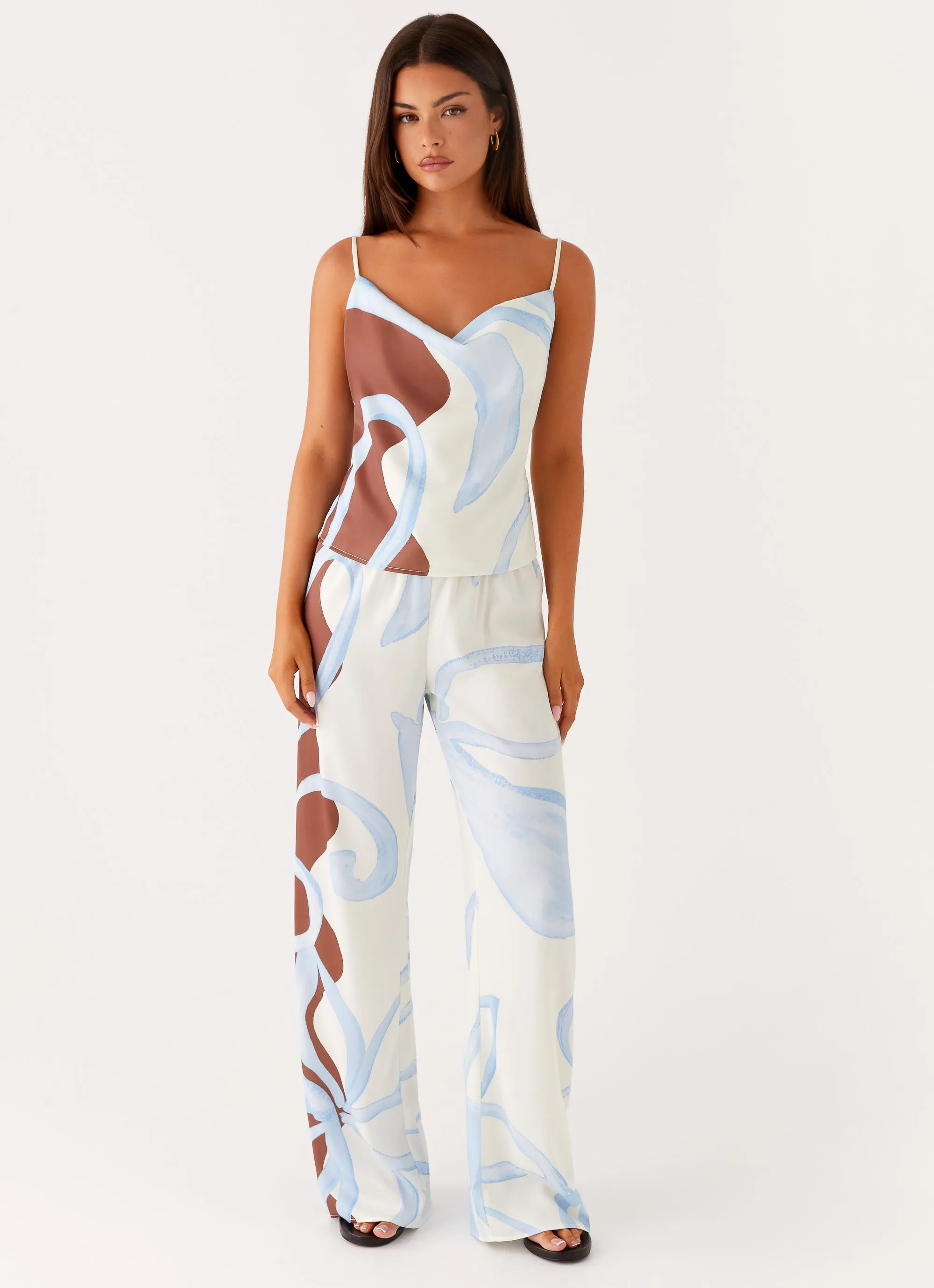 Deacon Low Rise Pants - Bloom Wave Print