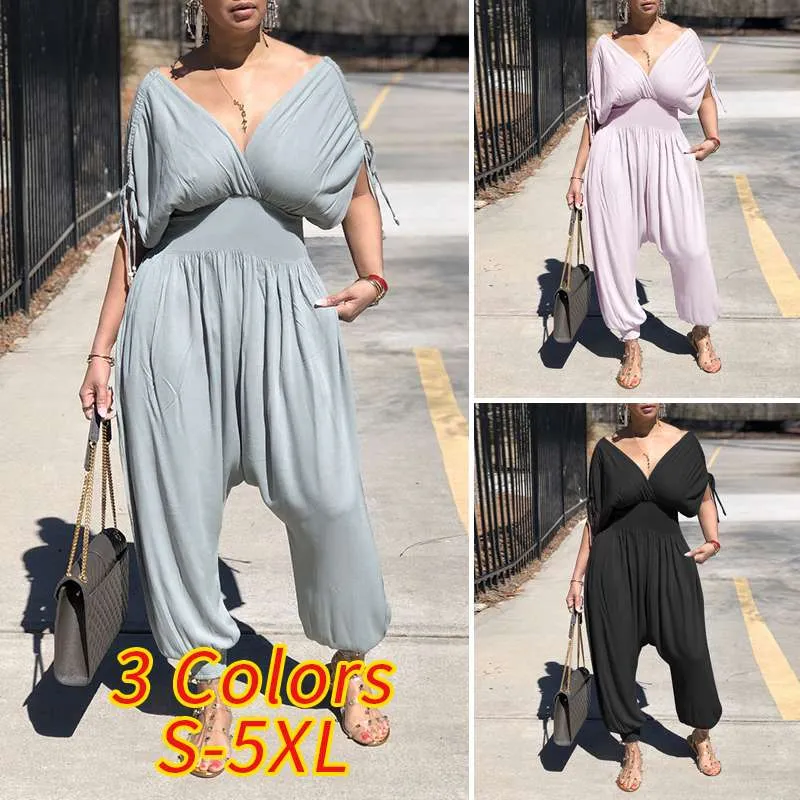 Deep V Neck Jumpsuit