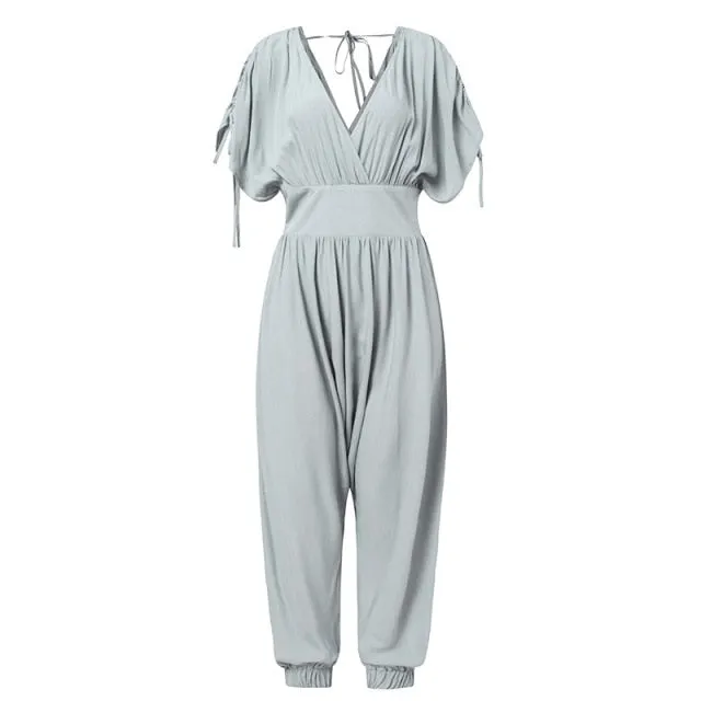Deep V Neck Jumpsuit