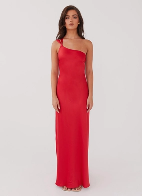 Delancy One Shoulder Maxi Dress - Rouge Red Delancy One Shoulder Maxi Dress - Rouge Red