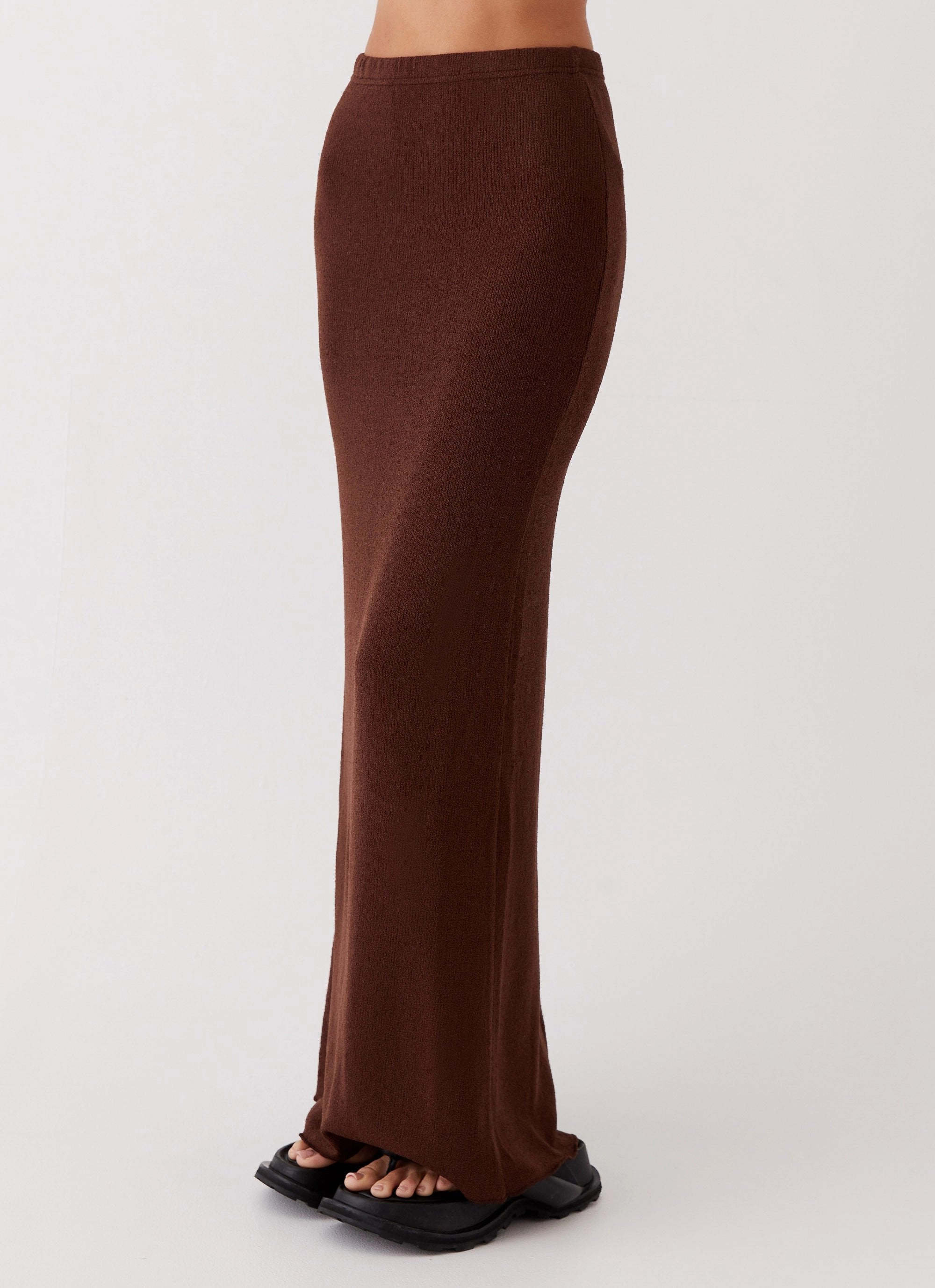 Delicate Lady Knit Maxi Skirt - Chocolate