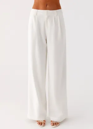 Delong Low Rise Linen Pants - White Delong Low Rise Linen Pants - White