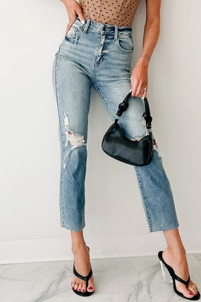 Delphine Distressed Straight Leg Cello Jeans (Light) Delphine Distressed Straight Leg Cello Jeans (Light)
