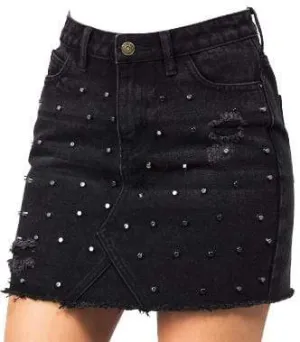 Denim Black Studs Skirts