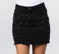 Denim Black Studs Skirts