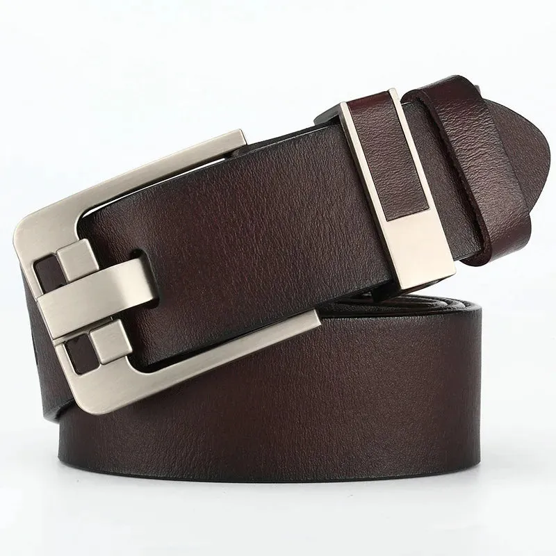 DENIM Genuine Leather Men Belt Waist Strap Luxury Classic Pin Buckle Male Belt