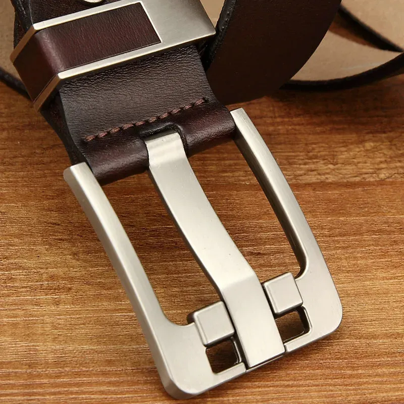 DENIM Genuine Leather Men Belt Waist Strap Luxury Classic Pin Buckle Male Belt