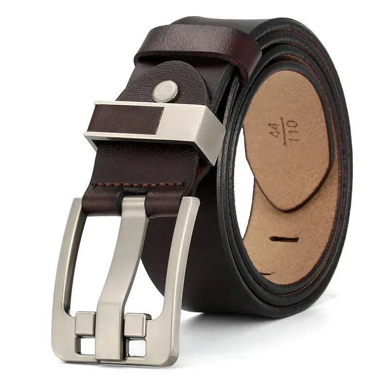 DENIM Genuine Leather Men Belt Waist Strap Luxury Classic Pin Buckle Male Belt