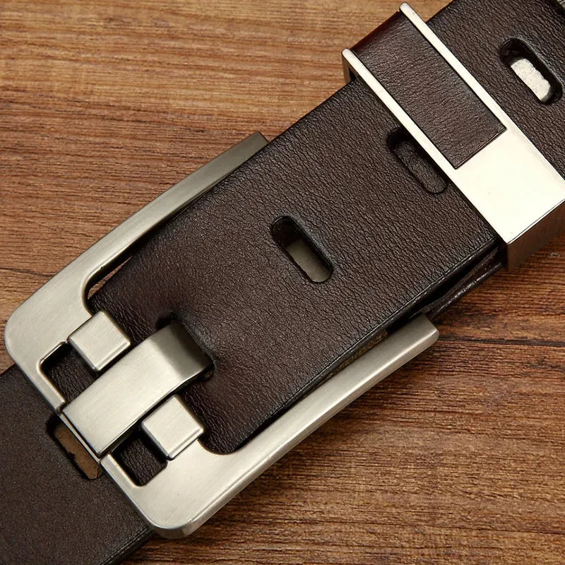 DENIM Genuine Leather Men Belt Waist Strap Luxury Classic Pin Buckle Male Belt
