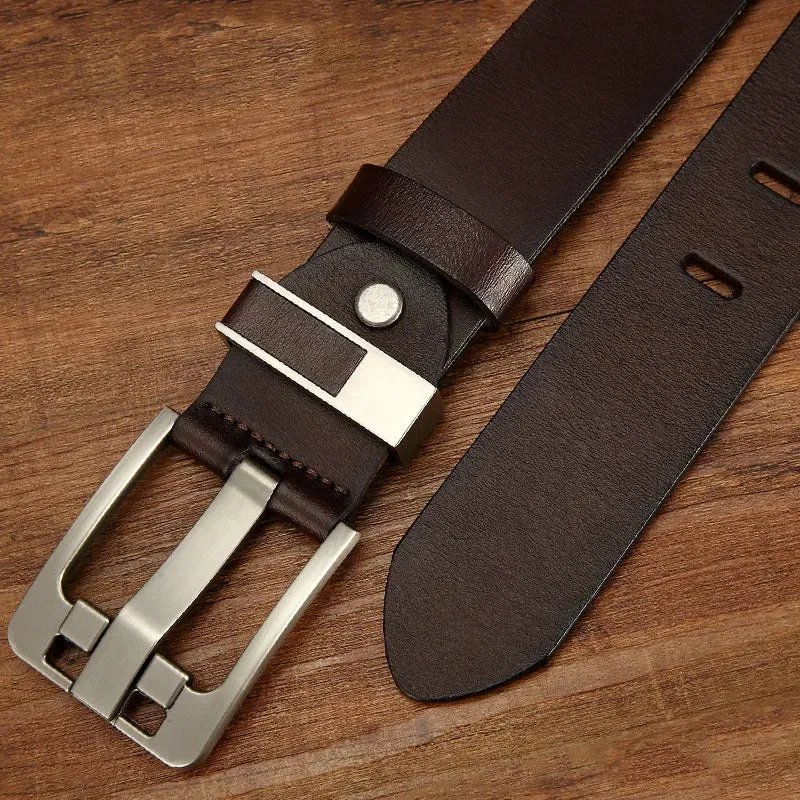 DENIM Genuine Leather Men Belt Waist Strap Luxury Classic Pin Buckle Male Belt