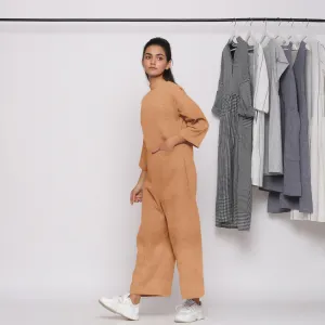 Desert Yellow 100% Linen High Neck Jumpsuit