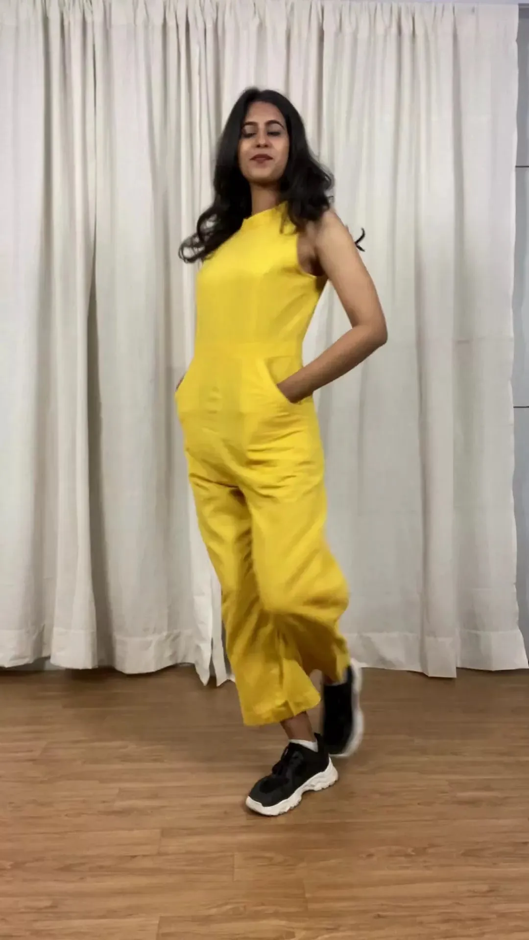 Desert Yellow 100% Linen Princess Line Sleeveless Jumpsuit