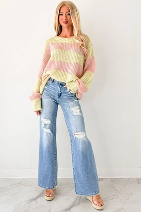 Desirae High Rise Wide Leg Risen Jeans (Light) Desirae High Rise Wide Leg Risen Jeans (Light)