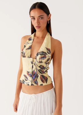 Devoted Halterneck Top - Buttercream Floral Devoted Halterneck Top - Buttercream Floral