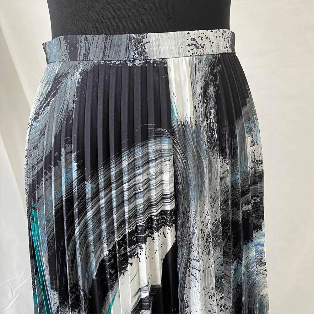 Diane Von Furstenberg Pleated Printed Midi Skirt