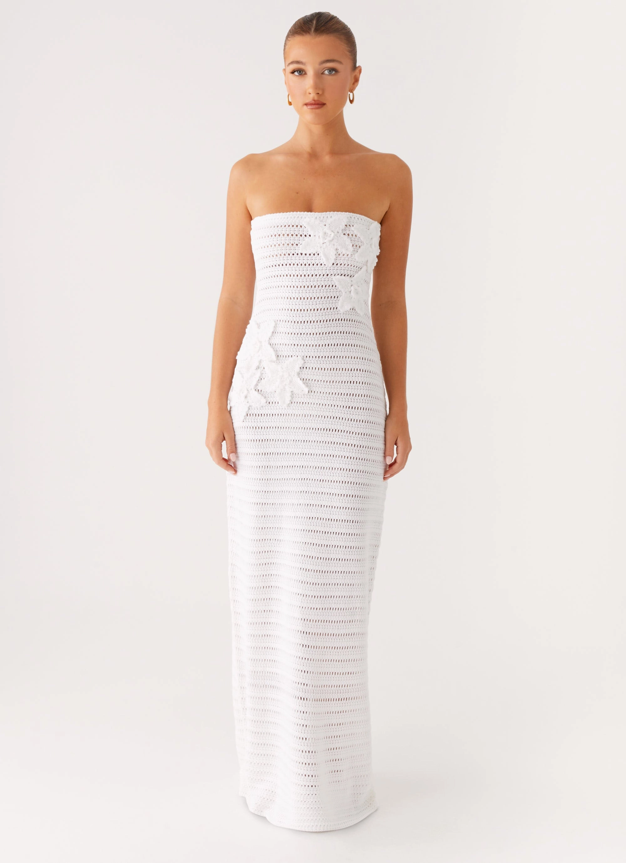 Diaz Crochet Maxi Dress - White