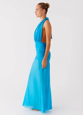 Dilemma Halter Maxi Dress - Turquoise Blue Dilemma Halter Maxi Dress - Turquoise Blue