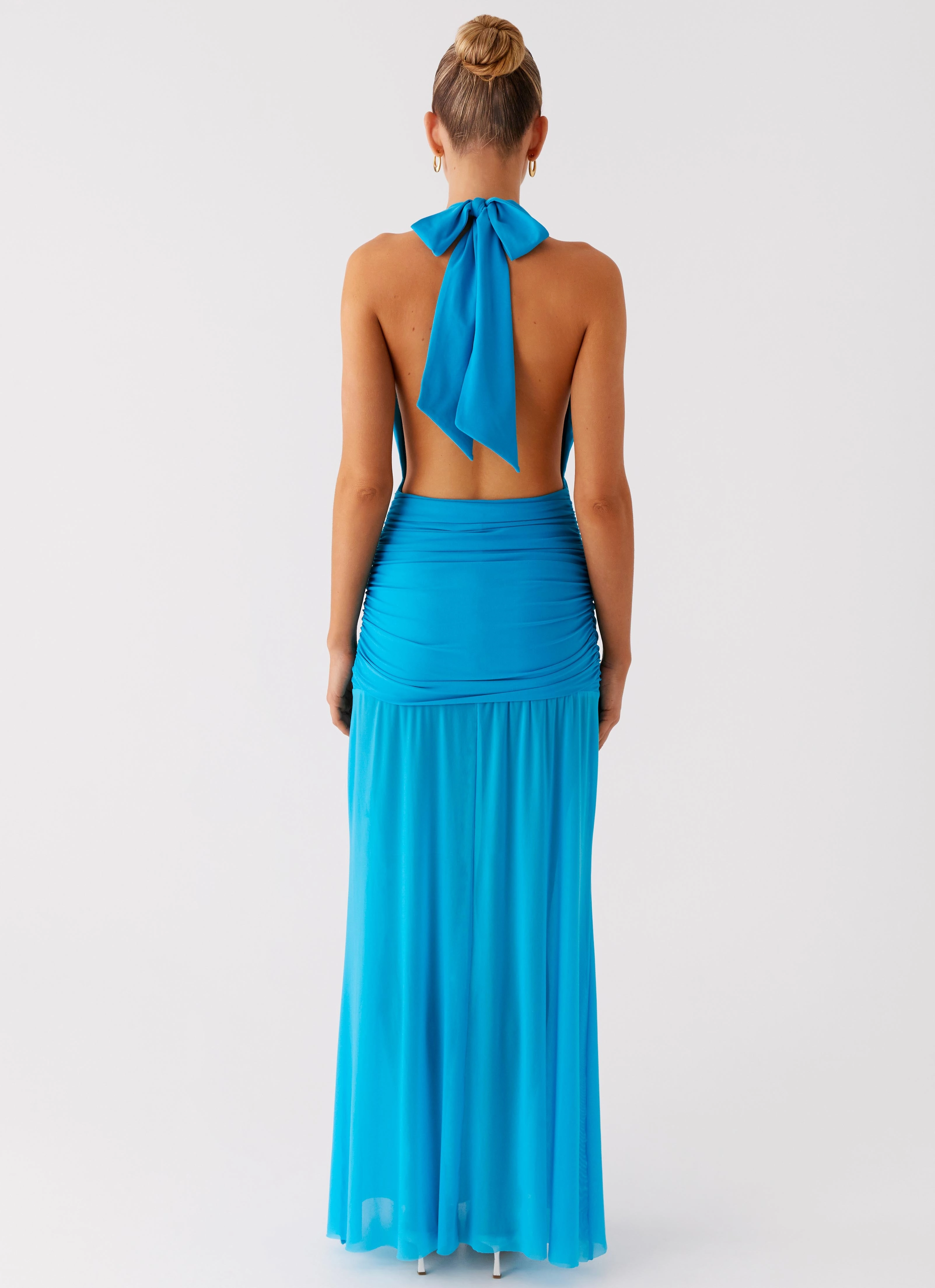 Dilemma Halter Maxi Dress - Turquoise Blue