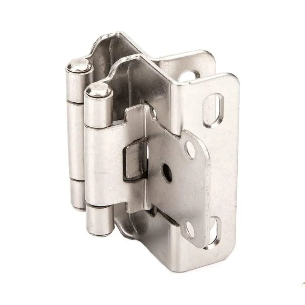 Diversa Partial Wrap 1/2" Overlay Brushed Satin Nickel Cabinet Hinges (Pair)