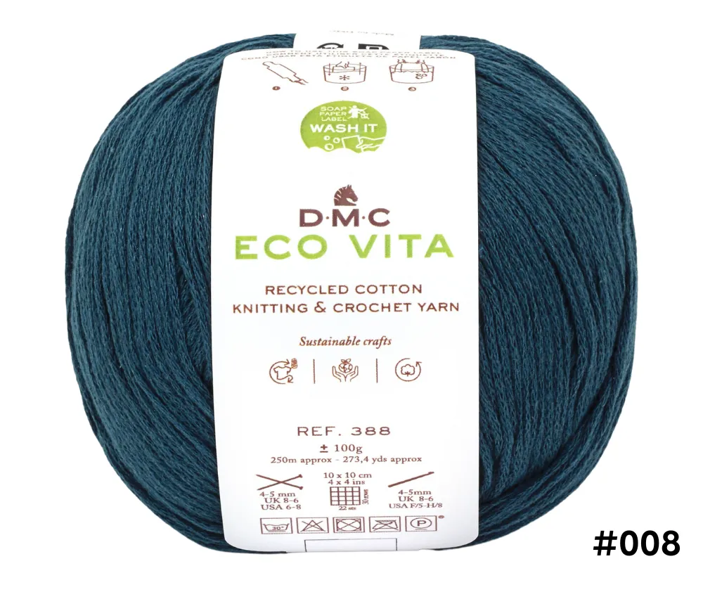 DMC Eco Vita Recycled Cotton Knitting & Crochet Yarn - Various Colours