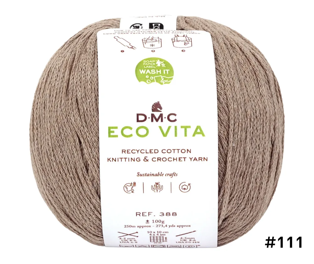 DMC Eco Vita Recycled Cotton Knitting & Crochet Yarn - Various Colours