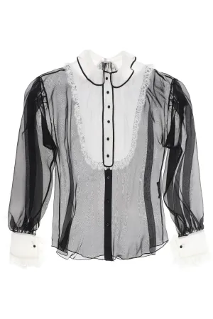Dolce & gabbana chiffon blouse with plastr F5S17T FU1AT NERO