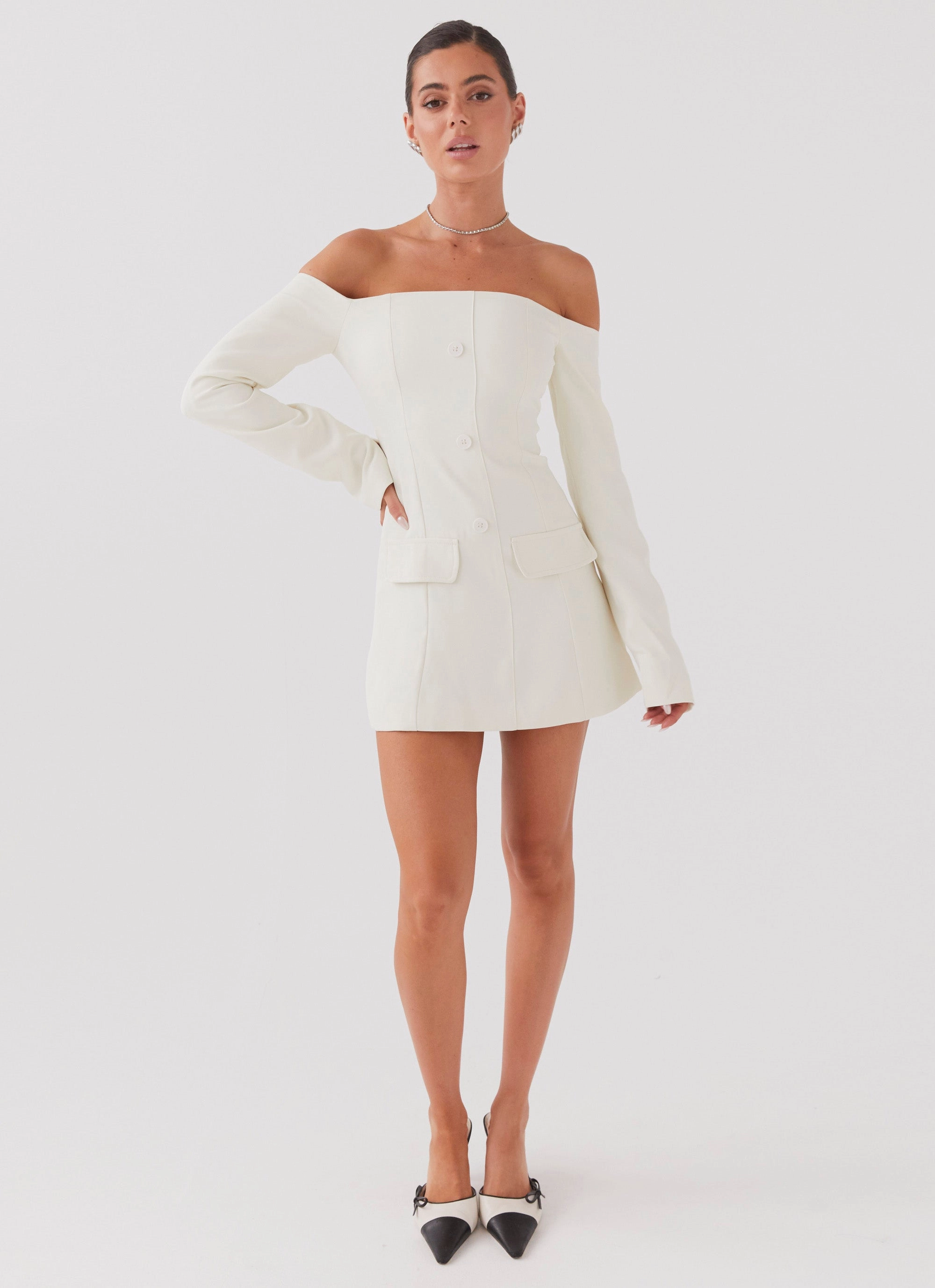 Dominique Blazer Mini Dress - Ivory