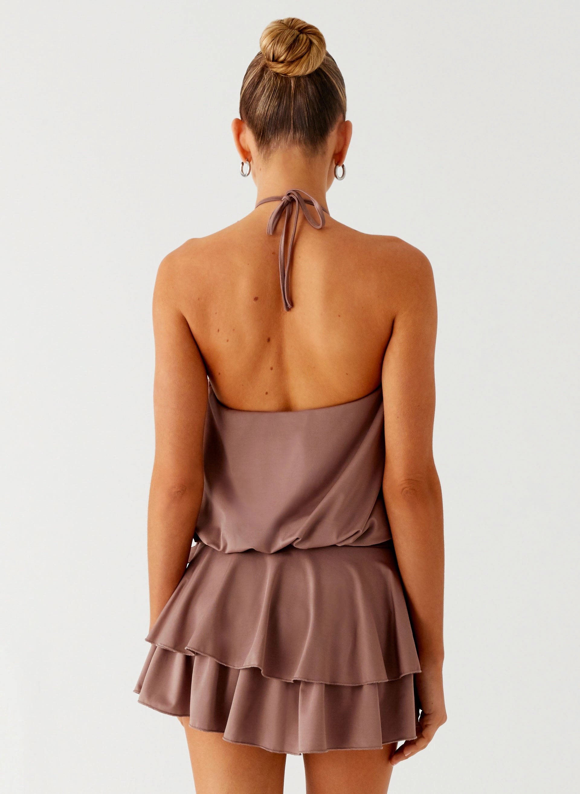 Dopamine Belt Mini Dress - Taupe