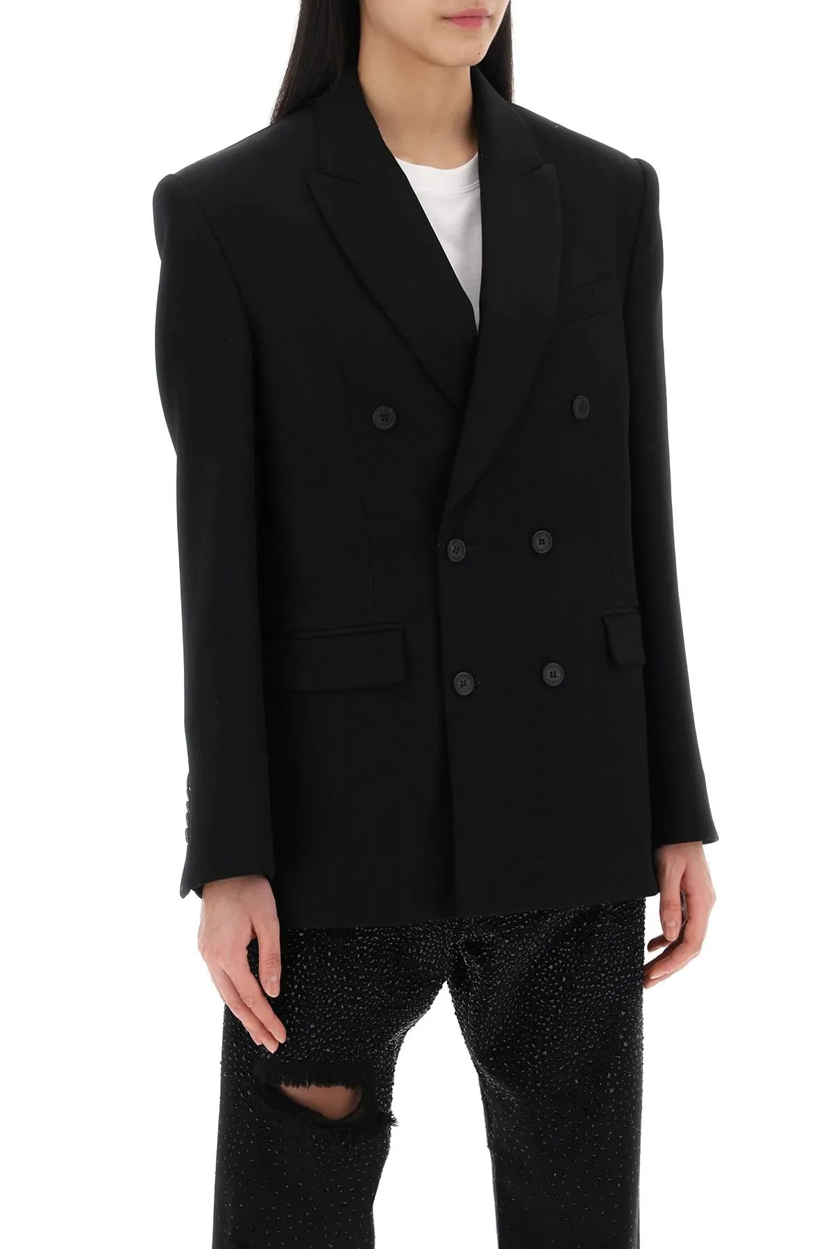 double-breasted blazer W4007PC BLACK
