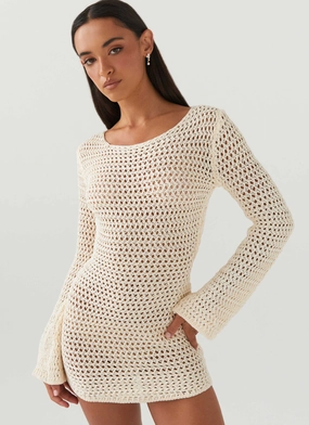 Down For The Ride Crochet Mini Dress - Ivory Down For The Ride Crochet Mini Dress - Ivory