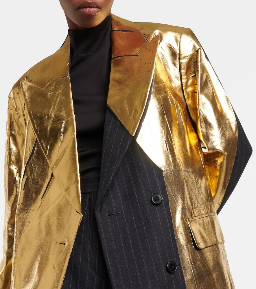 Dries Van Noten Gold-foiled pinstripe blazer