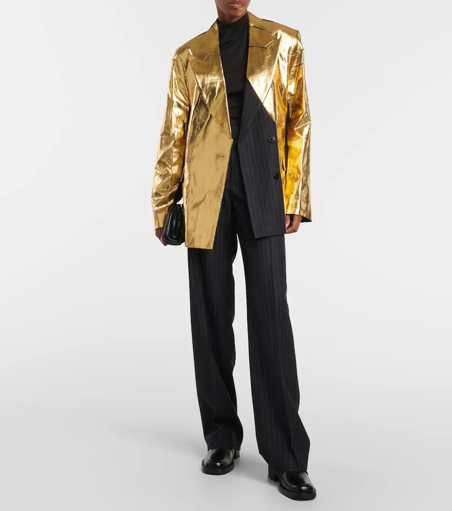 Dries Van Noten Gold-foiled pinstripe blazer