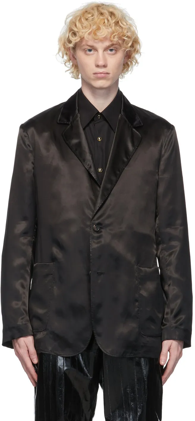 Dunhill Black Satin Wrap Blazer