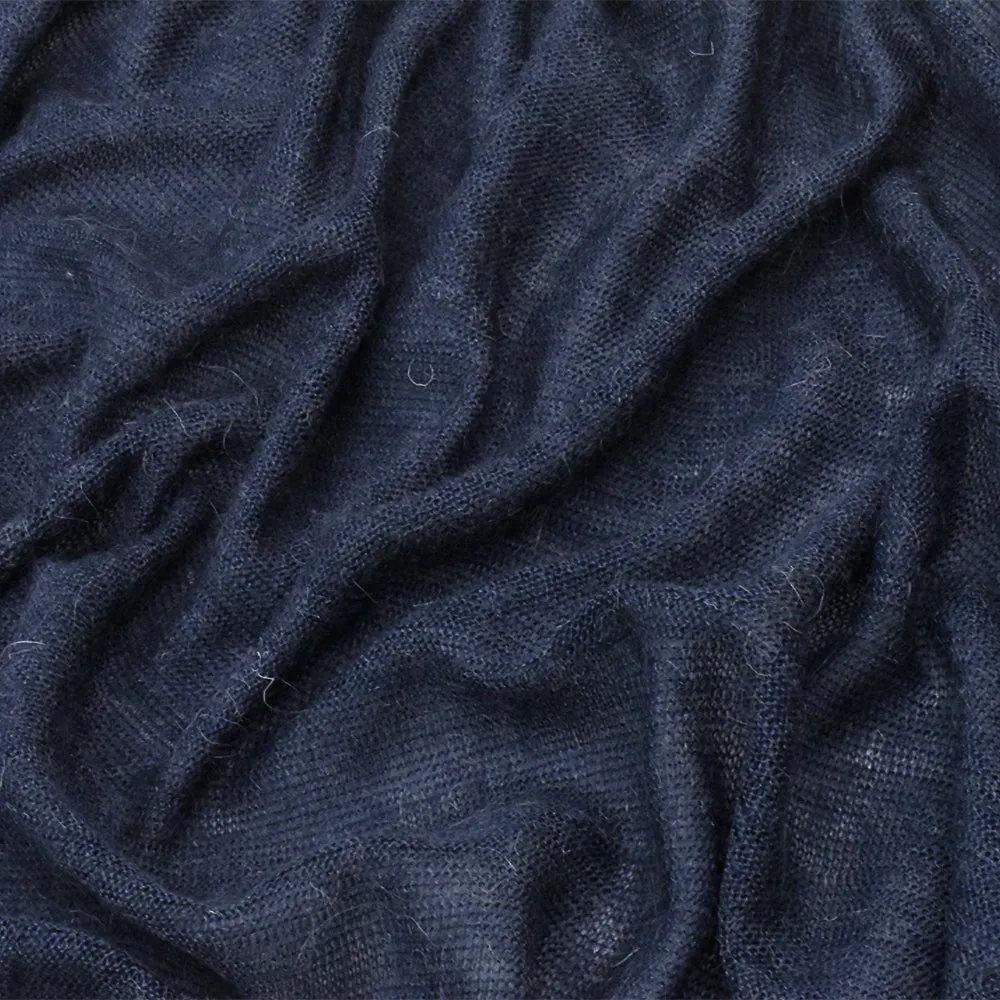 Dusty Navy Solid Stretch Poly-Wool Jersey Knit Fabric