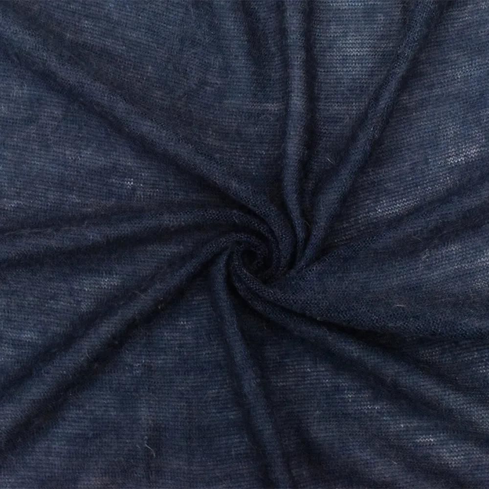 Dusty Navy Solid Stretch Poly-Wool Jersey Knit Fabric