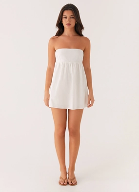 Dylan Babydoll Mini Dress - White Dylan Babydoll Mini Dress - White