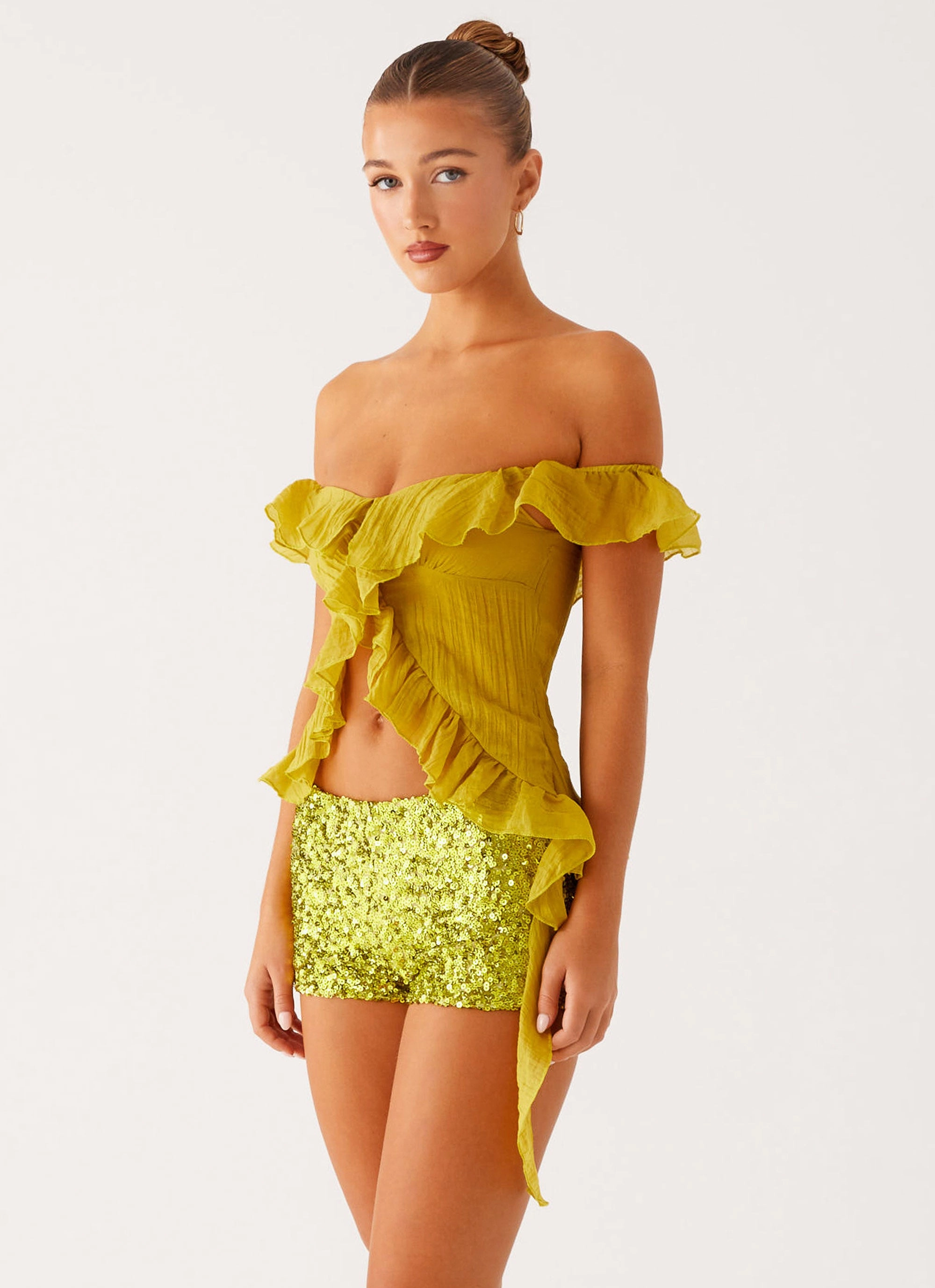 Dylan Off Shoulder Top - Lime