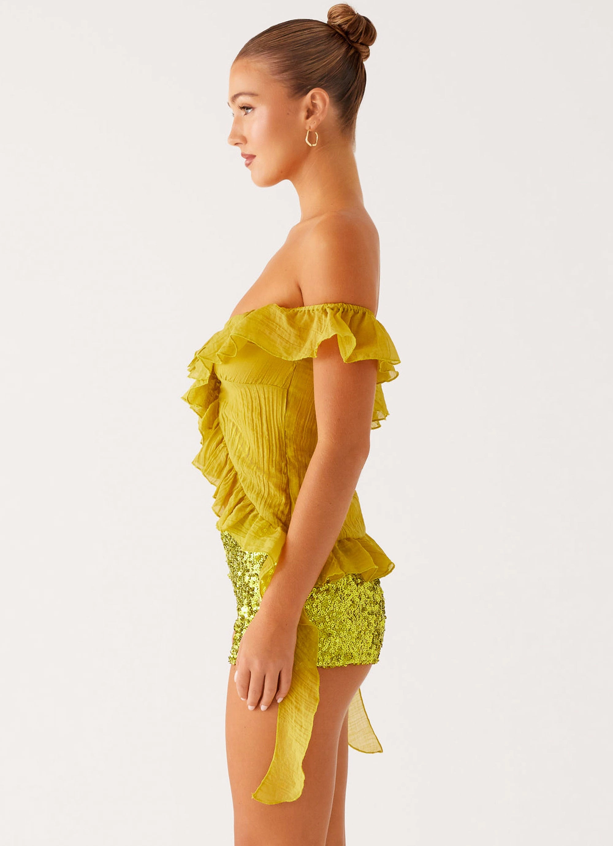 Dylan Off Shoulder Top - Lime