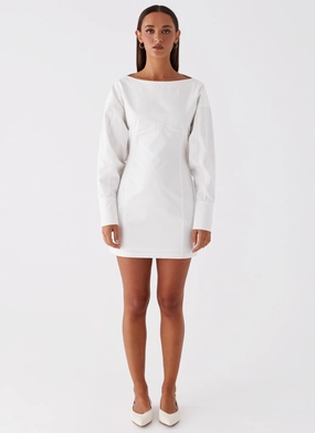 Dynasty Shirt Mini Dress - White Dynasty Shirt Mini Dress - White