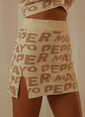 Easy Love Knit Mini Skirt - Latte Logo Easy Love Knit Mini Skirt - Latte Logo