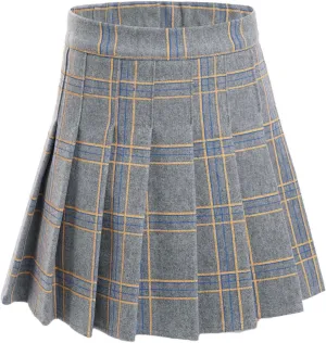 easyforever Kids Girls Plaid A-Line Pleated Mini Skirts School Uniform Skirts Skater Tennis Scooter Skirts Skorts